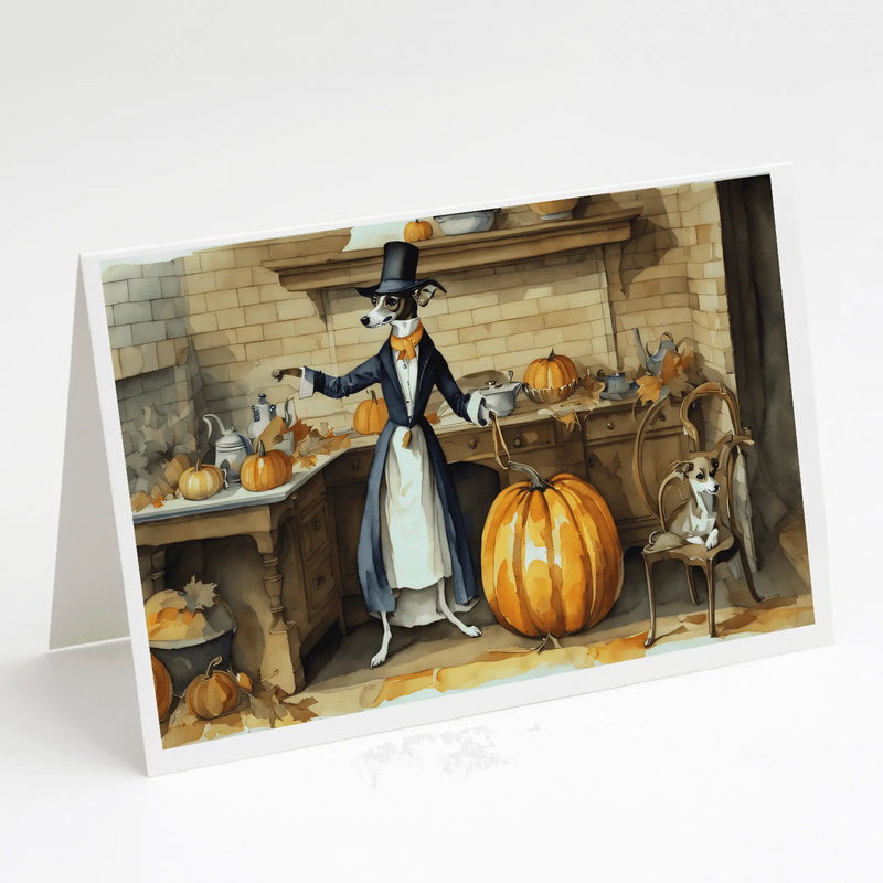 Italian Greyhound Fall Kitchen Pumpkins Greeting Cards Pack of 8 Caroline's Treasures