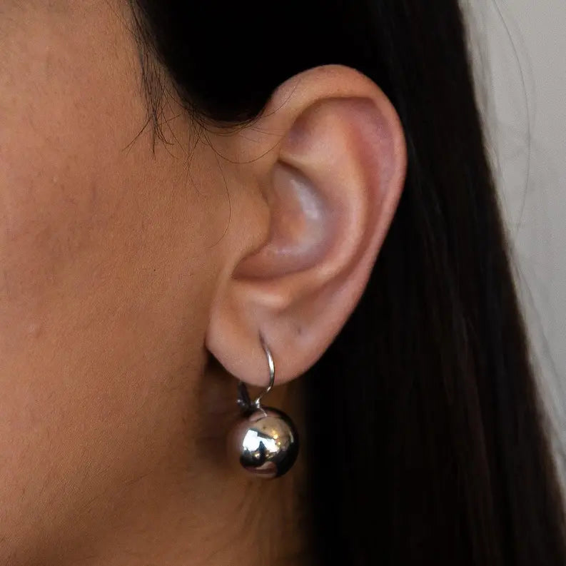 Italian Silver Sphere Earwire Earrings Maskup Corporation