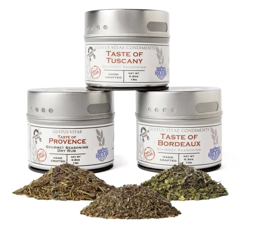 Italian and French Countryside Spice Blend Collection - 3 Tins Gustus Vitae