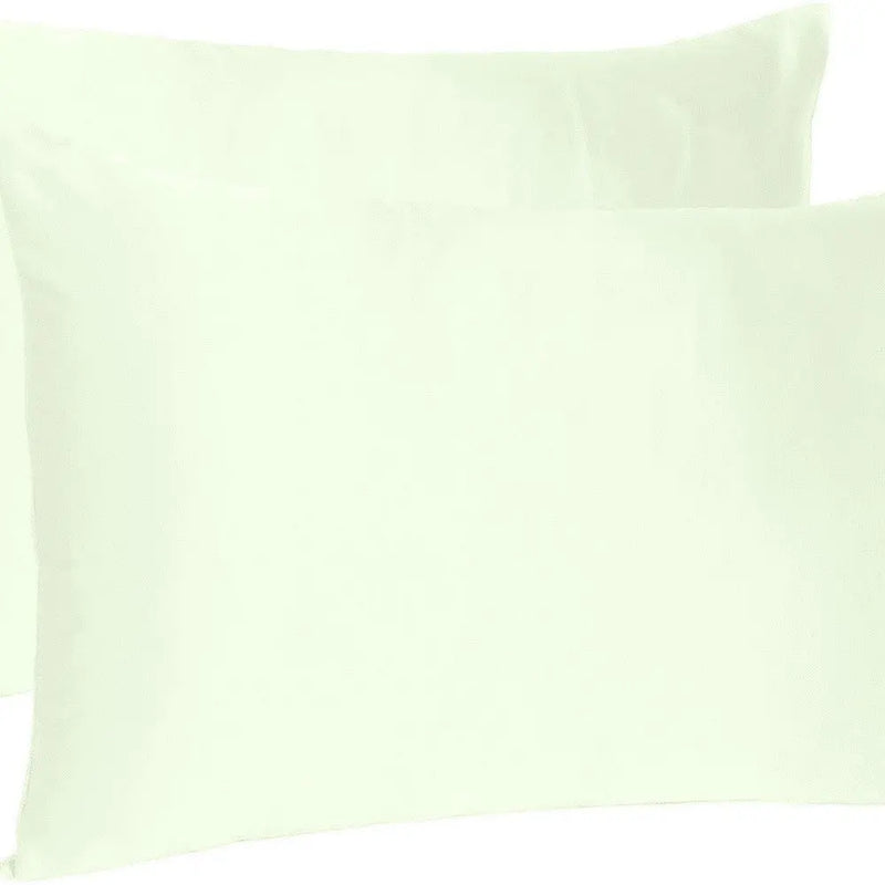 Ivory Dreamy Set Of 2 Silky Satin Standard Pillowcases Homeroots Bed & Bath