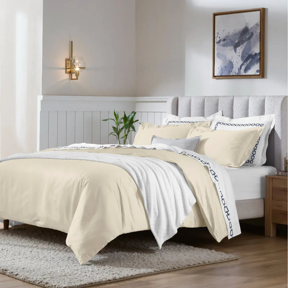 Ivory Twin Cotton Blend Washable Duvet Cover Set Homeroots Bed & Bath