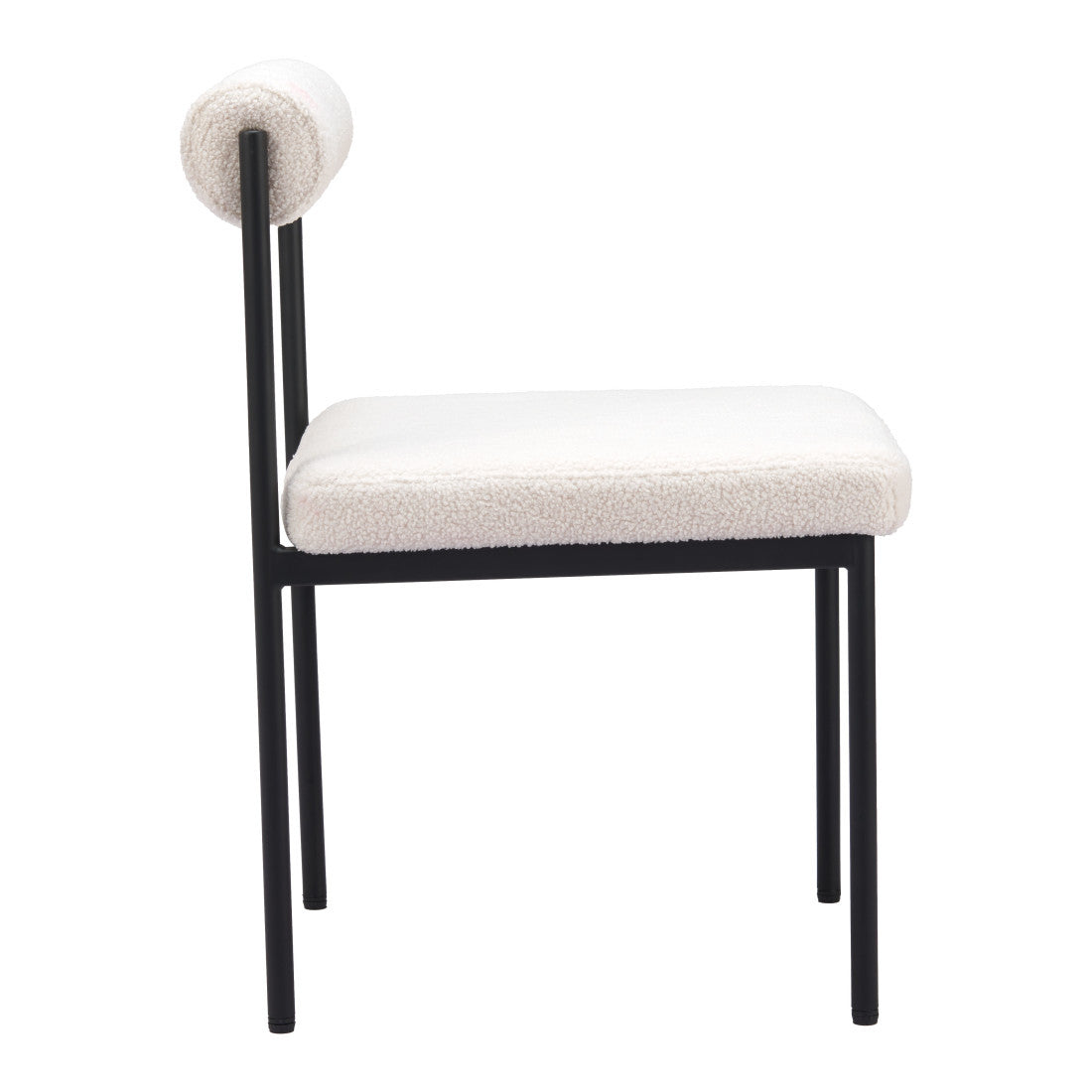 Ivory and Black Faux Fur Open Back Dining Side Chair Homeroots Kitchen & Dining