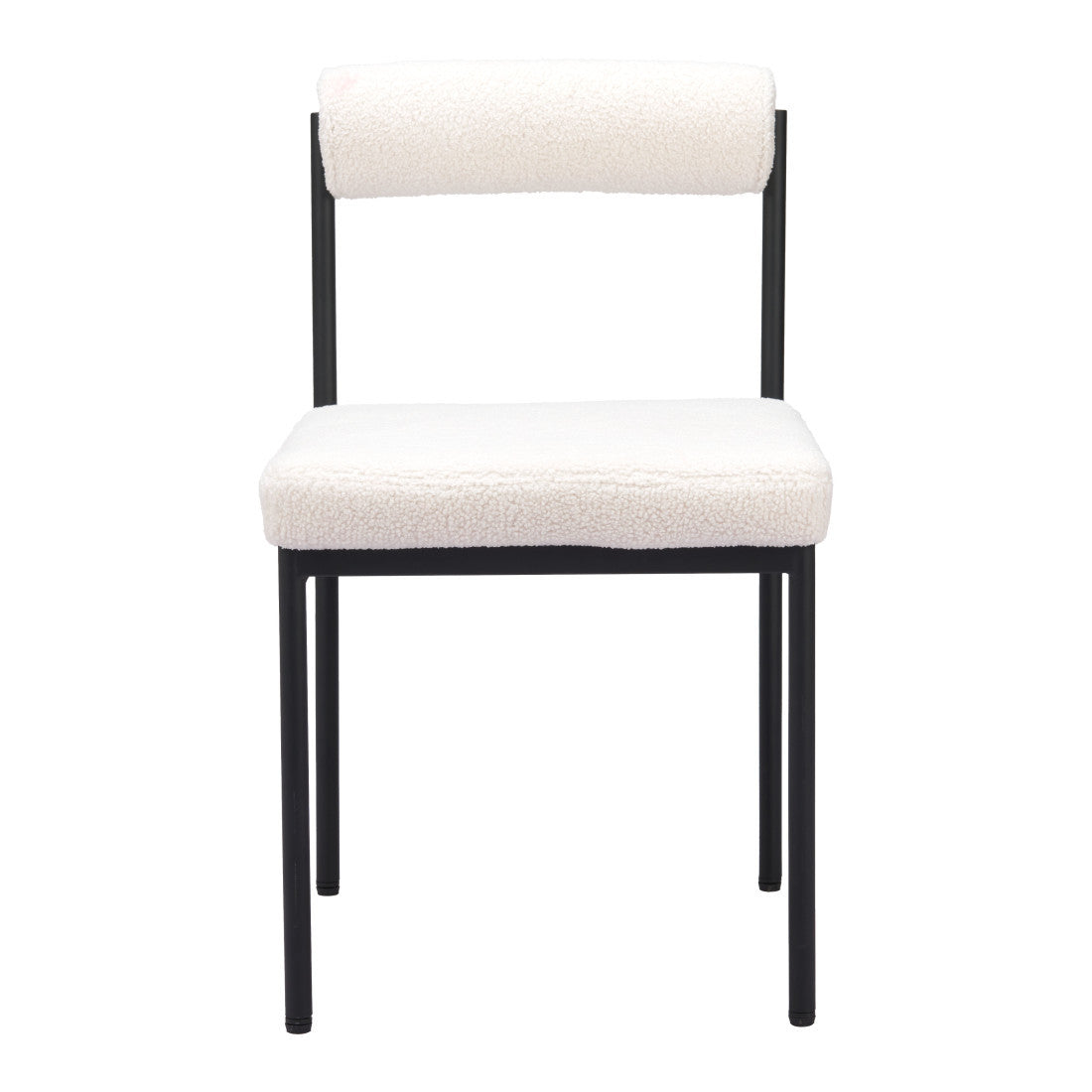 Ivory and Black Faux Fur Open Back Dining Side Chair Homeroots Kitchen & Dining