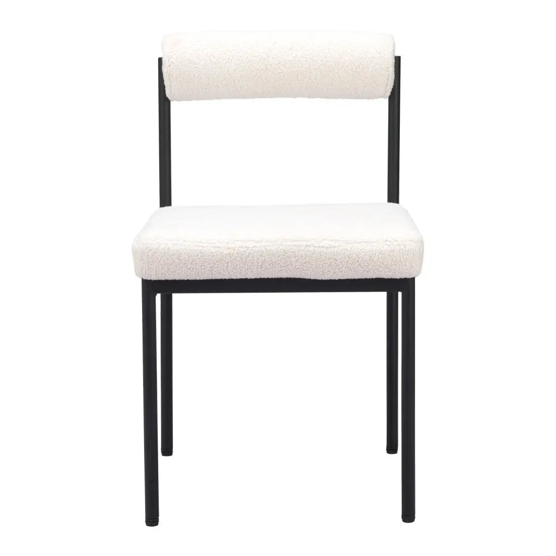 Ivory and Black Faux Fur Open Back Dining Side Chair Homeroots Kitchen & Dining