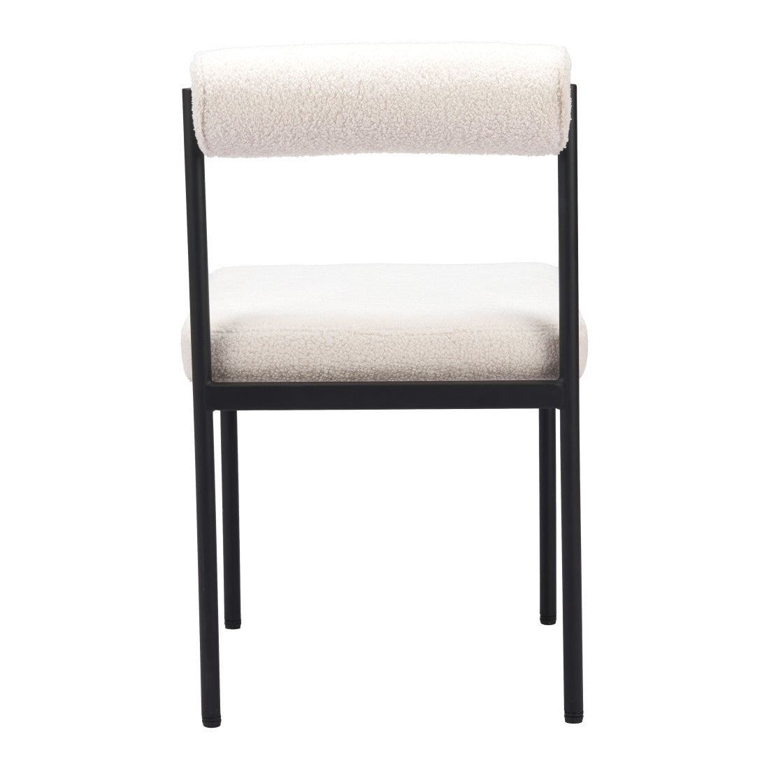 Ivory and Black Faux Fur Open Back Dining Side Chair Homeroots Kitchen & Dining