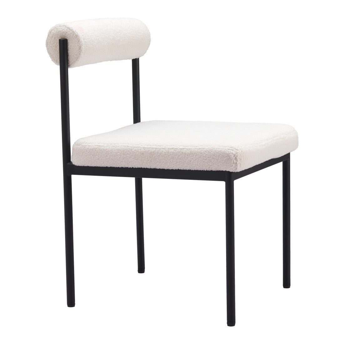 Ivory and Black Faux Fur Open Back Dining Side Chair Homeroots Kitchen & Dining