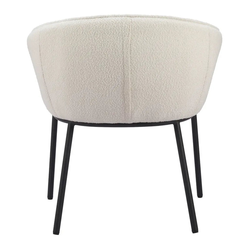 Ivory and Black Upholstered Faux Fur Dining Arm Chair - GreatEagleInc