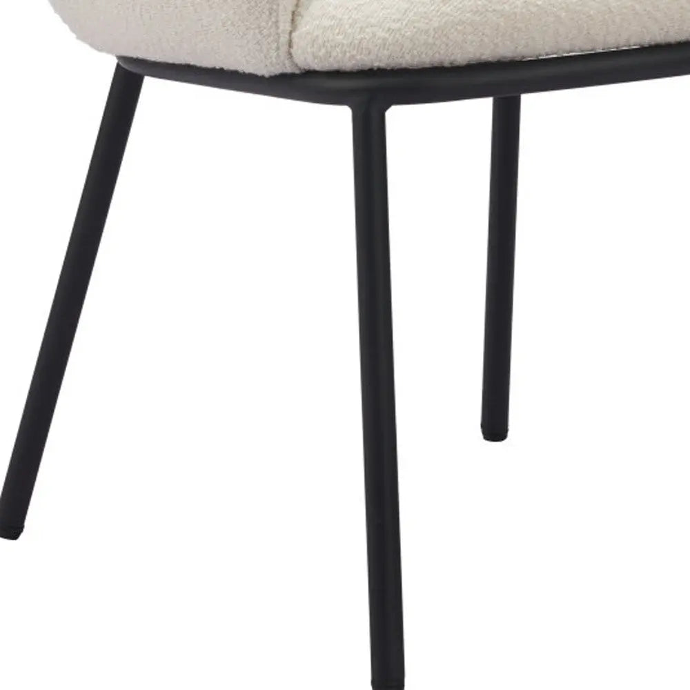 Ivory and Black Upholstered Faux Fur Dining Arm Chair - GreatEagleInc