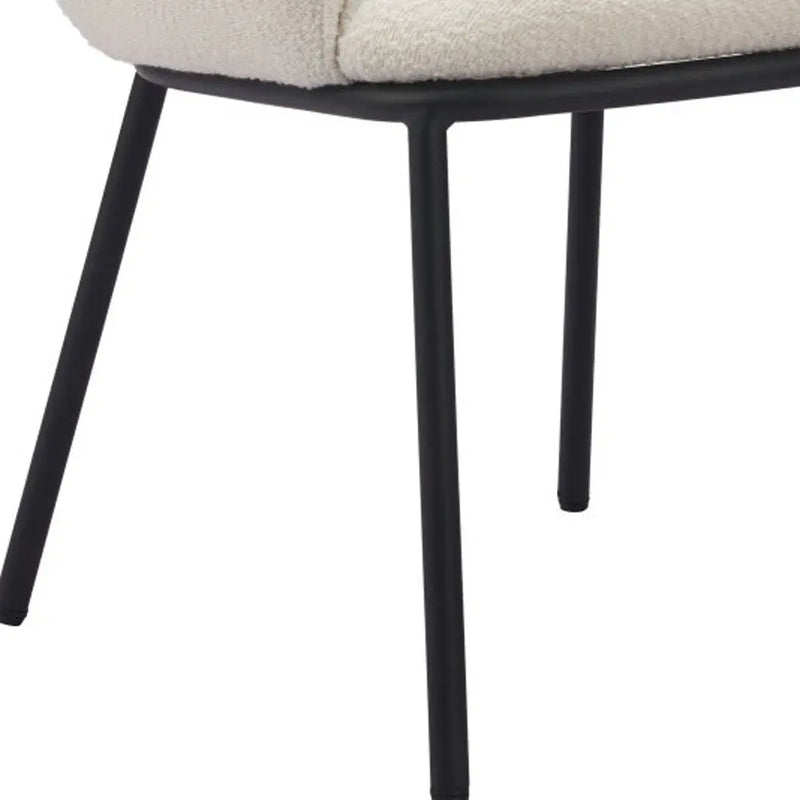 Ivory and Black Upholstered Faux Fur Dining Arm Chair - GreatEagleInc