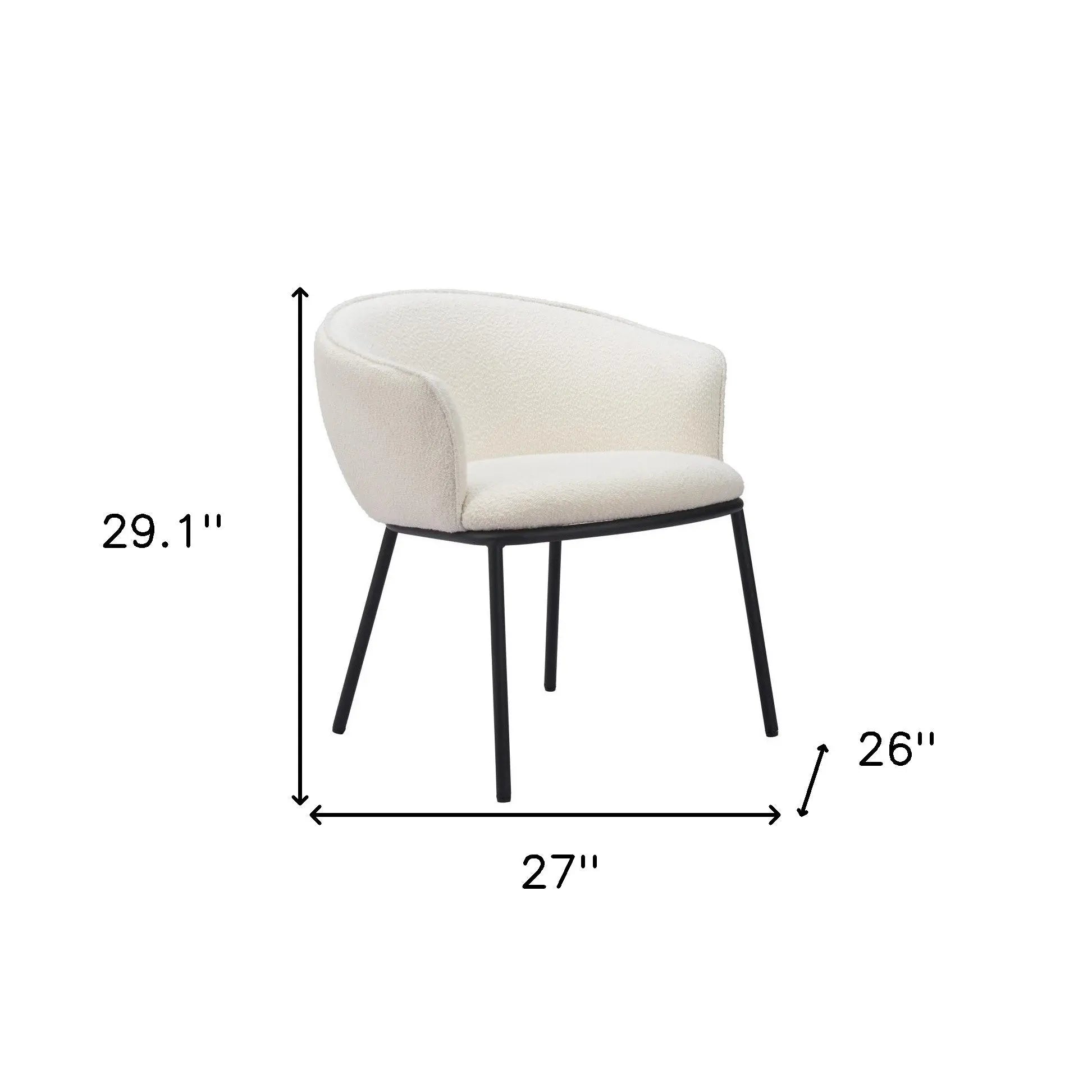 Ivory and Black Upholstered Faux Fur Dining Arm Chair - GreatEagleInc