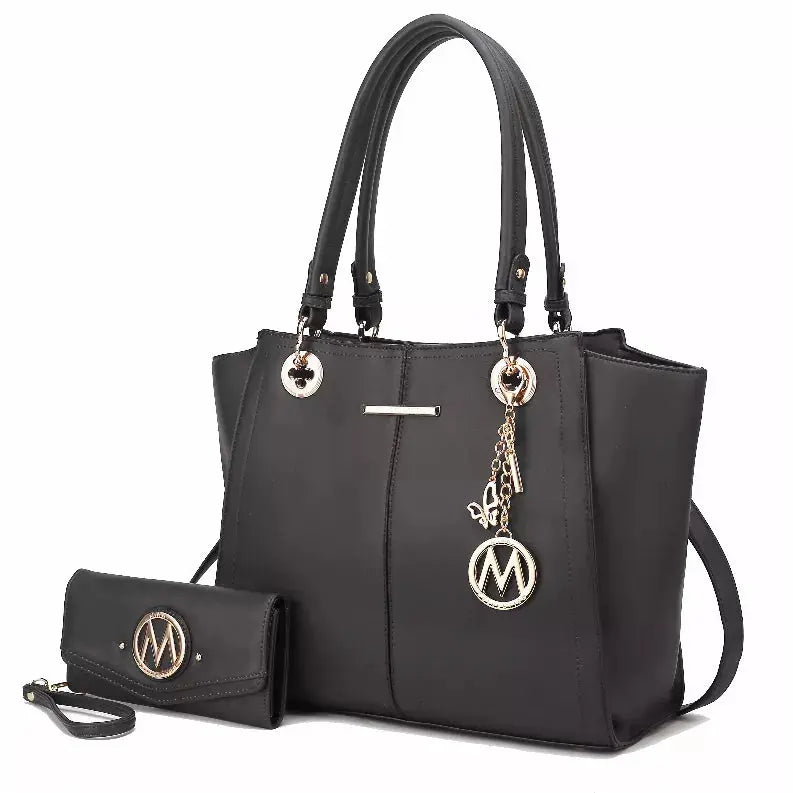 Ivy Vegan Leather Women's Tote Bag by Mia K with wallet -2 Piece Set MKF Collection by Mia K.