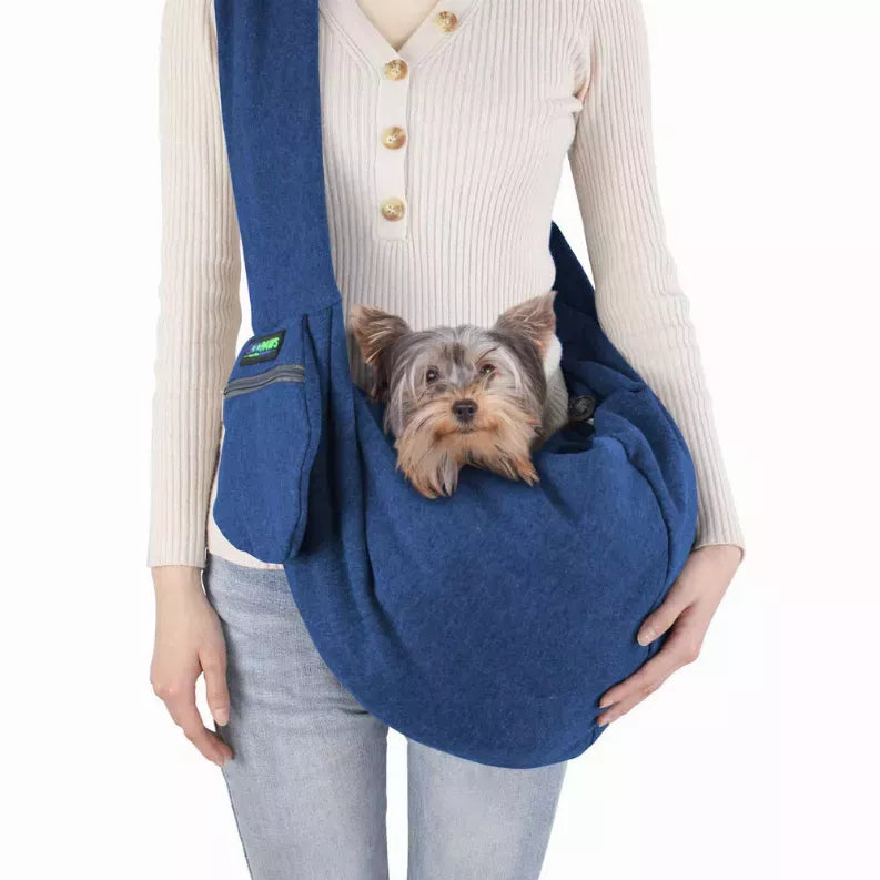 JESPET Comfy Pet Sling for Small Dog Cat, Hand Free Sling Bag Breathable Soft Knit with Front Pocket, Travel Puppy Carrying Bag, Pet Pouch. Machine Washable JESPET