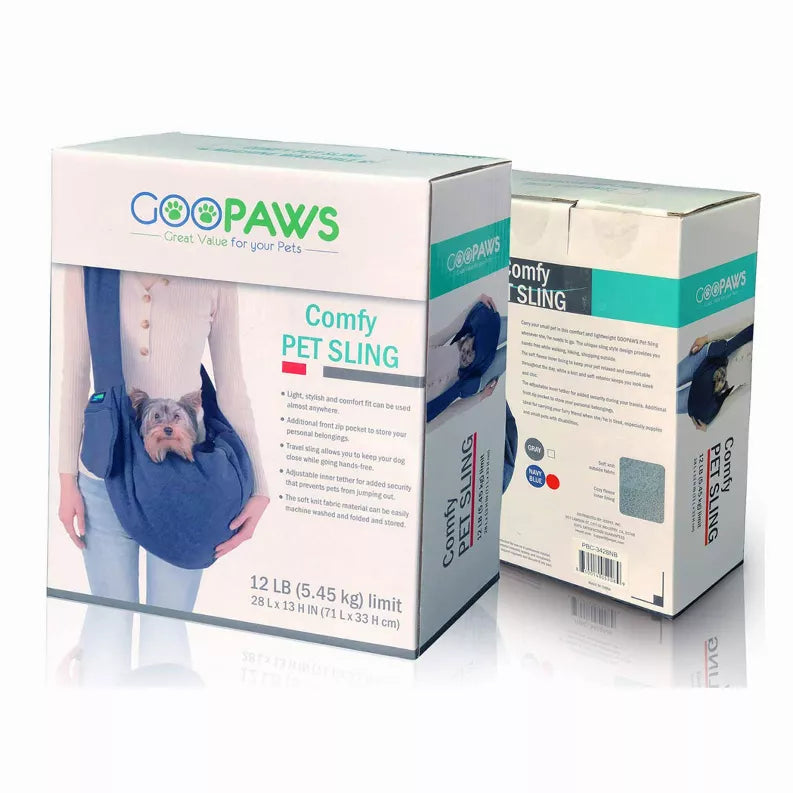 JESPET Comfy Pet Sling for Small Dog Cat, Hand Free Sling Bag Breathable Soft Knit with Front Pocket, Travel Puppy Carrying Bag, Pet Pouch. Machine Washable JESPET