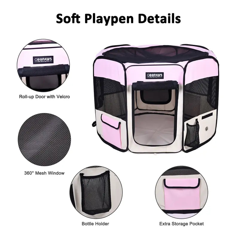 JESPET Pet Dog Playpens 36", 45" & 61" Portable Soft Dog Exercise Pen Kennel with Carry Bag for Puppy Cats Kittens Rabbits, Indoor/Outdoor Use JESPET