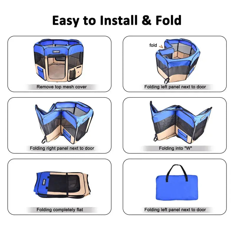 JESPET Pet Dog Playpens 36", 45" & 61" Portable Soft Dog Exercise Pen Kennel with Carry Bag for Puppy Cats Kittens Rabbits, Indoor/Outdoor Use JESPET