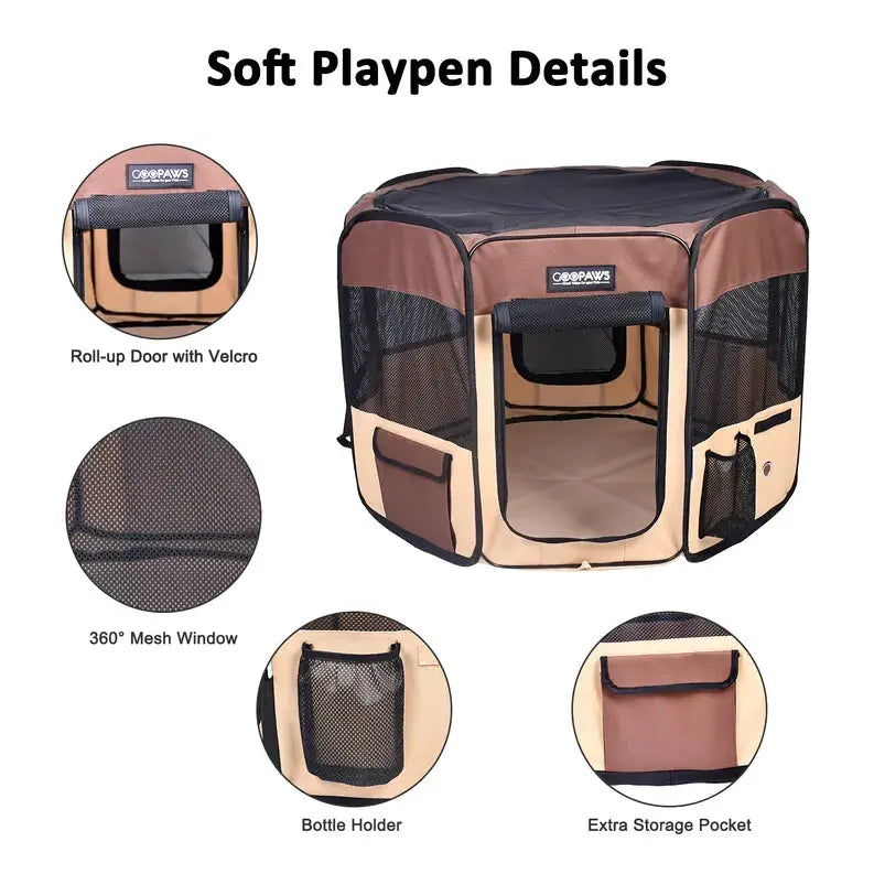 JESPET Pet Dog Playpens 36", 45" & 61" Portable Soft Dog Exercise Pen Kennel with Carry Bag for Puppy Cats Kittens Rabbits, Indoor/Outdoor Use JESPET