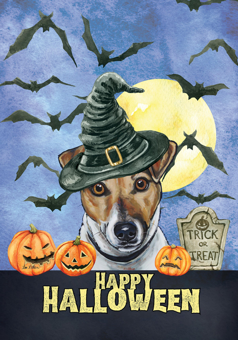 Jack Russell - Hippie Hound Studio Best of Breed Halloween House and Garden Flag Best of Breed