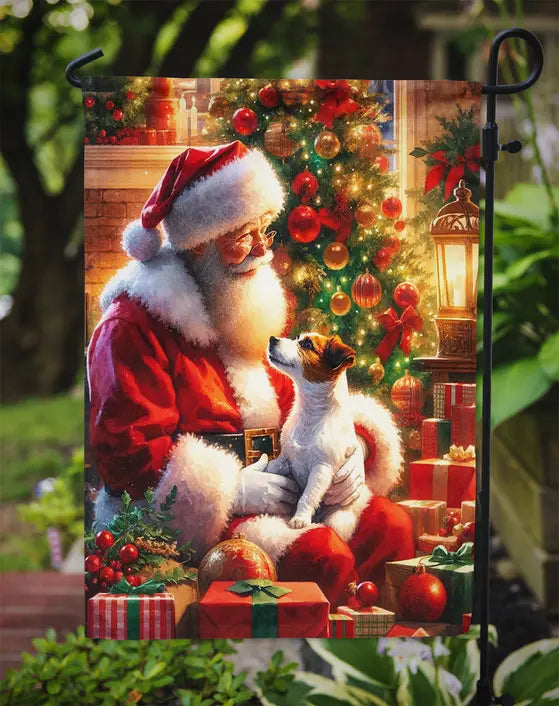 Jack Russell Terrier and Santa Claus Garden Flag Caroline's Treasures