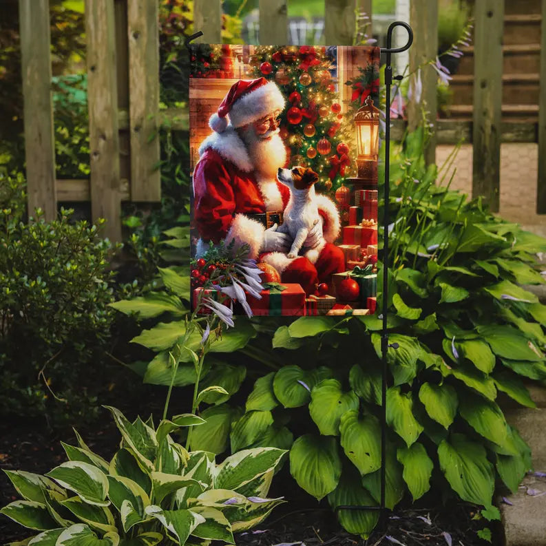 Jack Russell Terrier and Santa Claus Garden Flag Caroline's Treasures