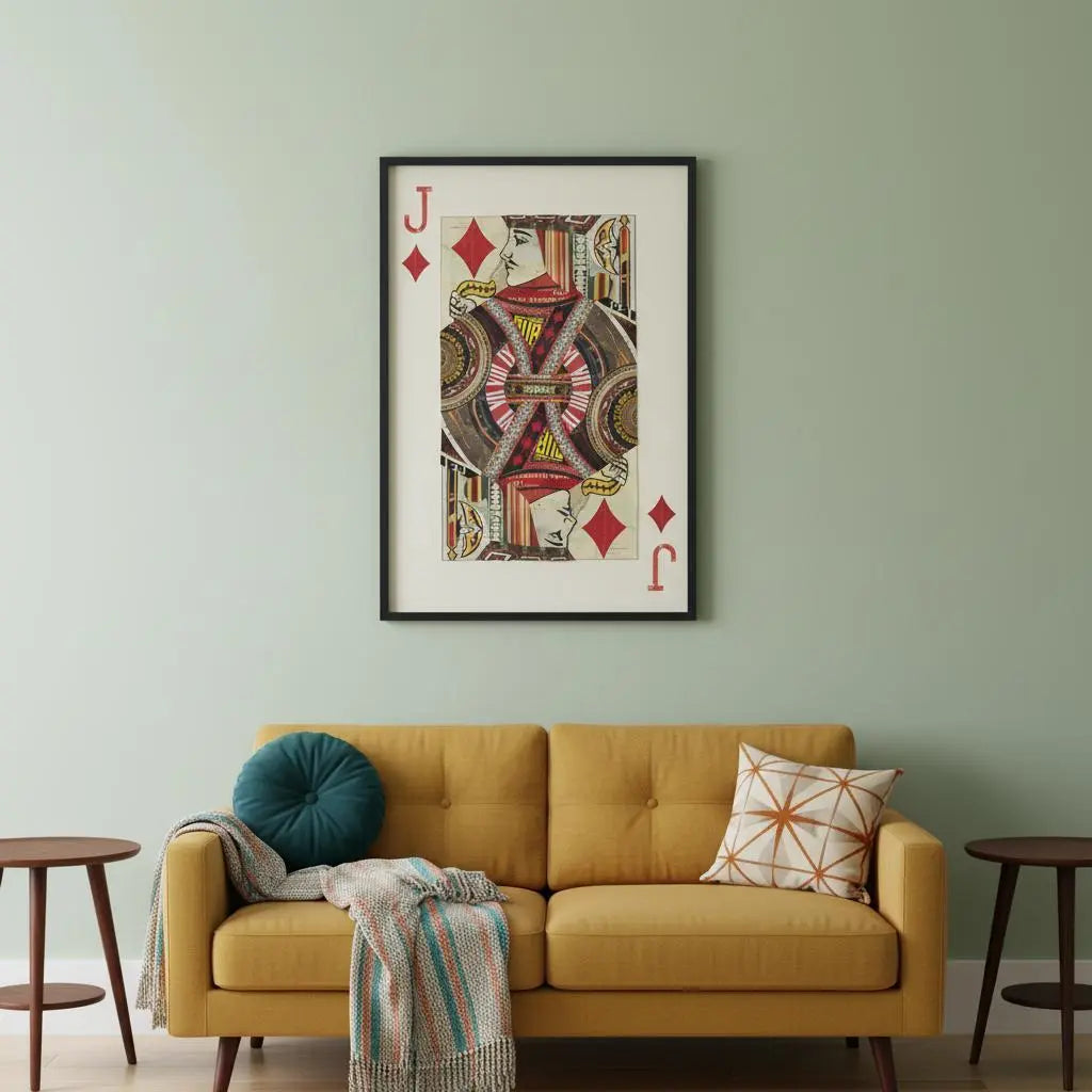 Jack of Diamonds Playing Card a Paper Mosaic Collage Framed Art under Glass Black Framed Wall Art Homeroots Home Decor