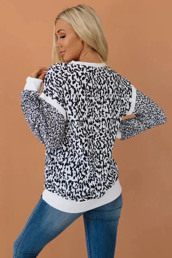 James Leopard Trim Detailing Top Stay Warm in Style