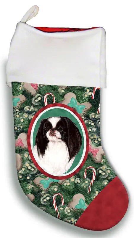 Japanese Chin Black/White- Best of Breed Christmas Stocking Best of Breed