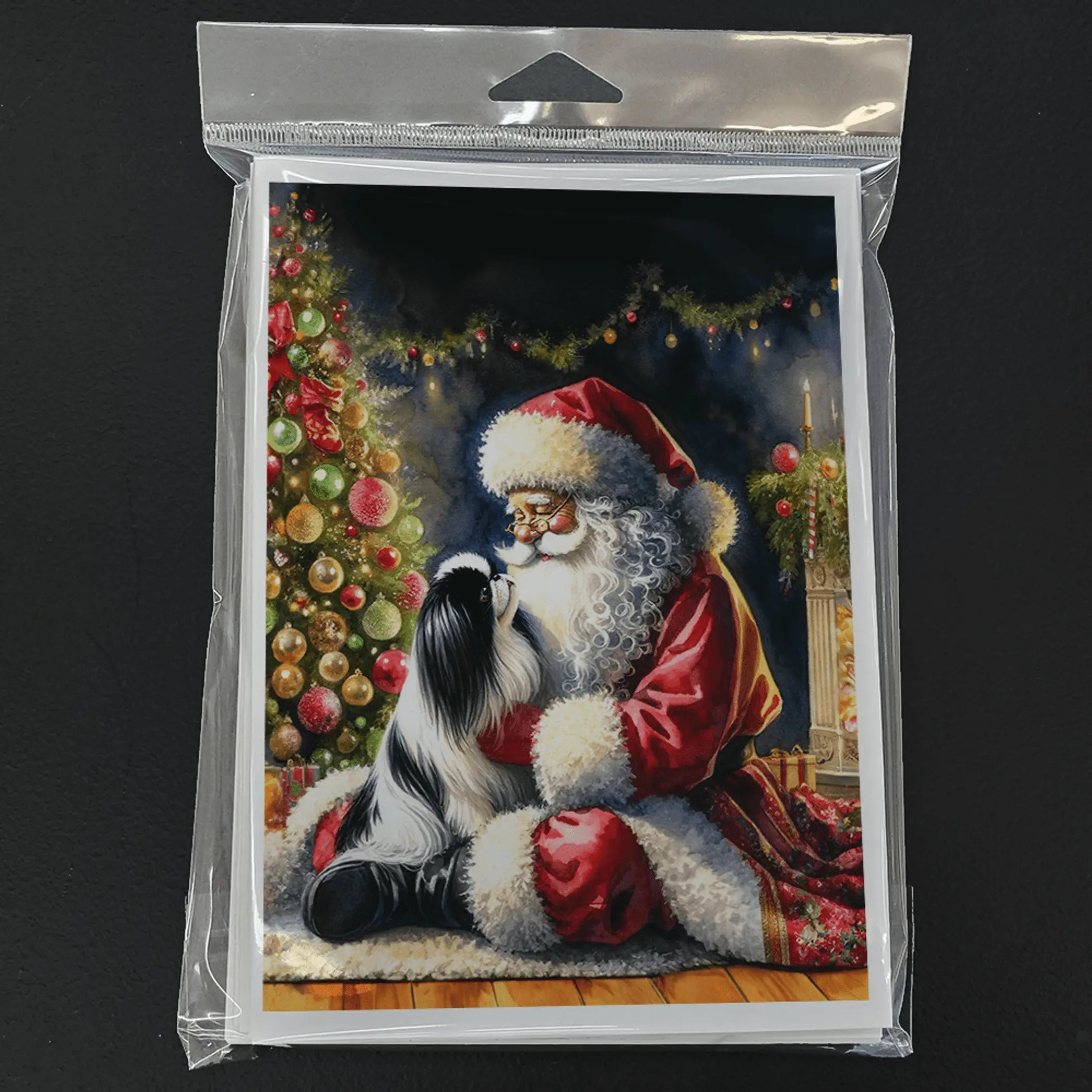 Japanese Chin and Santa Claus Greeting Cards Pack of 8 Caroline's Treasures