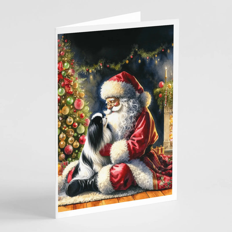 Japanese Chin and Santa Claus Greeting Cards Pack of 8 Caroline's Treasures