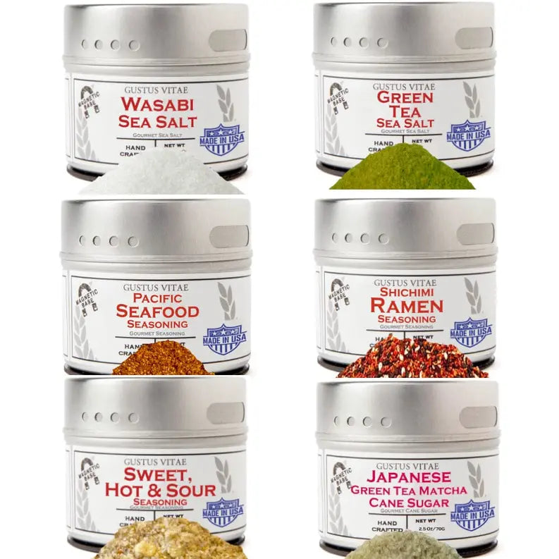 Japanese Seasoning Gift Set - Tastes of Japan - Artisanal Spice Blends Six Pack Gustus Vitae