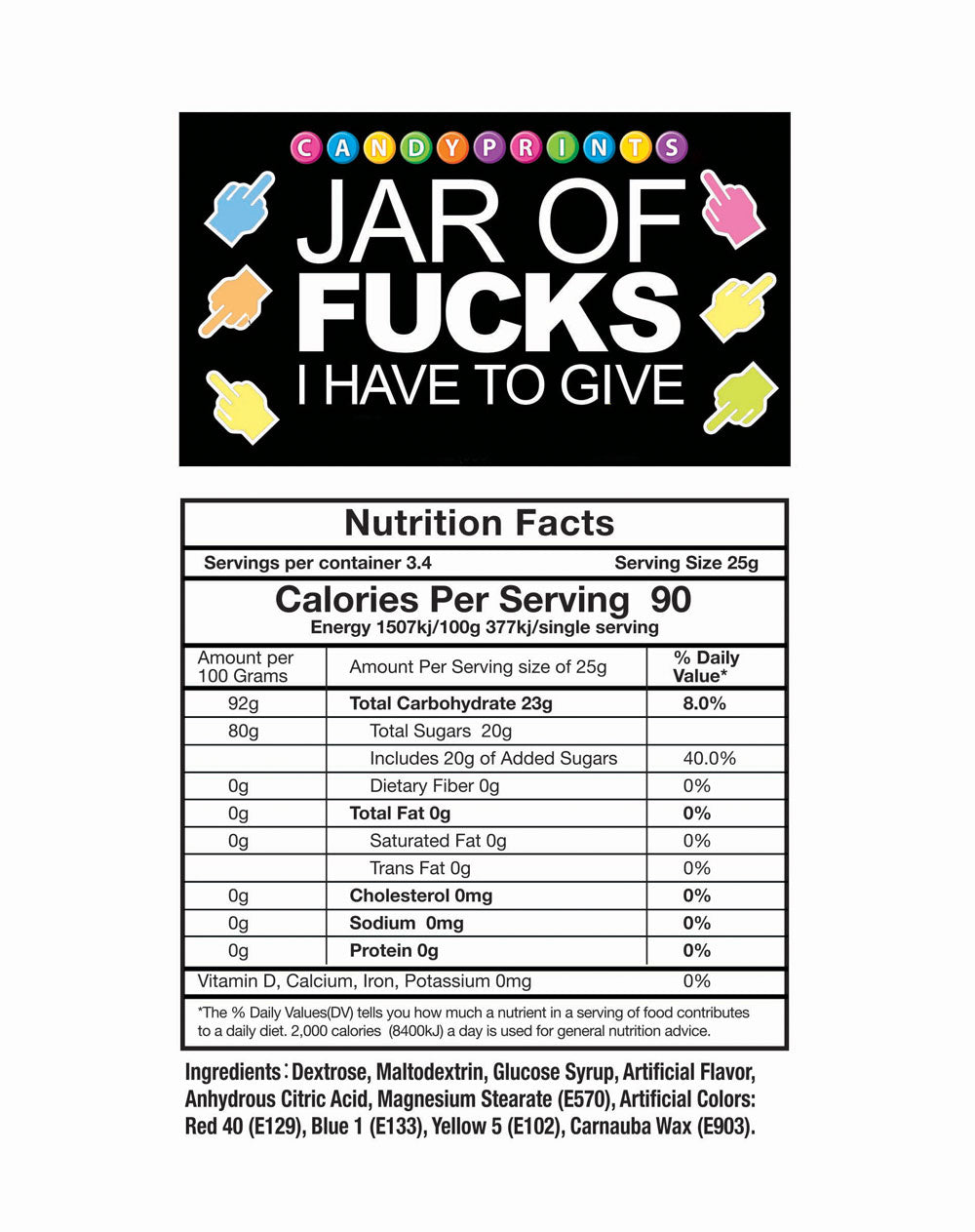 Jar of Fucks I Have to Give – 2lb Tart Candy Little Genie