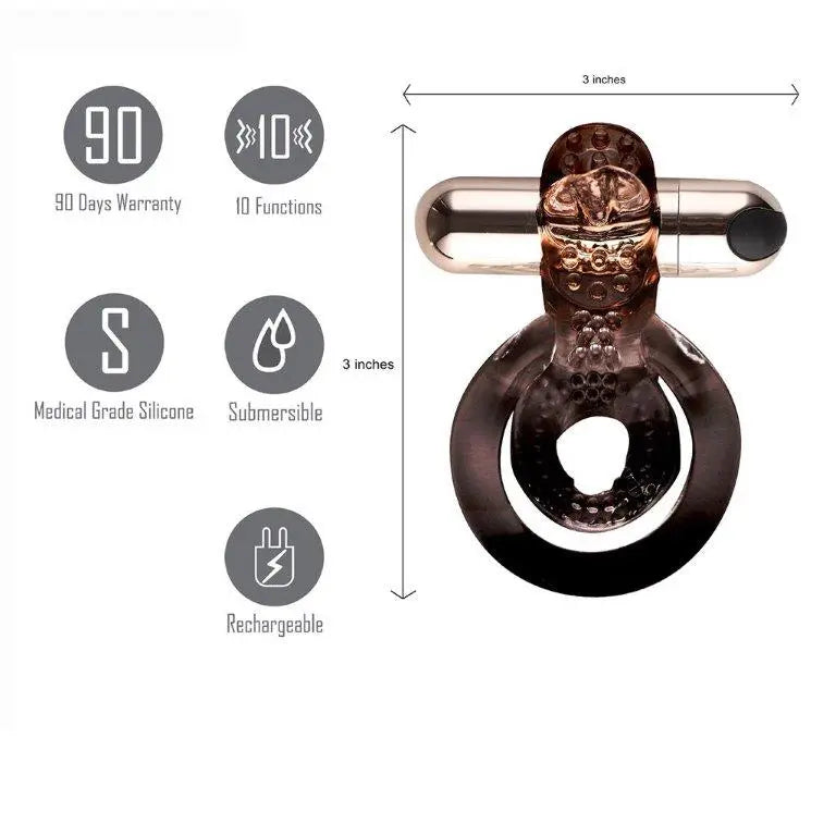 Jayden Rose Gold Rechargeable Vibrating Erection Ring Maia Toys