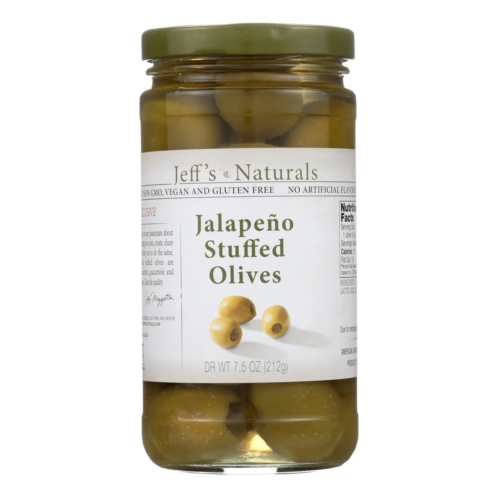 Jeff's Natural Jeff's Natural Jalapeno Stuffed Olives - Jalapeno Stuffed Olives - Case Of 6 - 7.5 Oz. Jeff's Natural