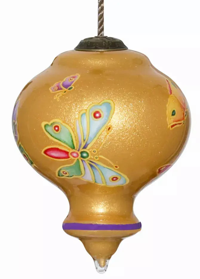 Jeweled Butterflies Hand Painted Glass Ornament Inner Beauty Gifts