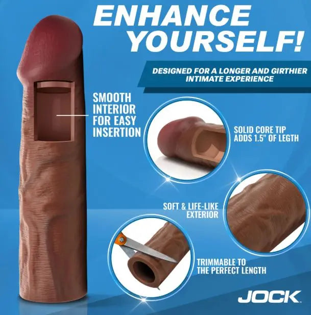 Jock Enhancers 1.5in Realistic Penis Extension Dark CURVE NOVELTIES