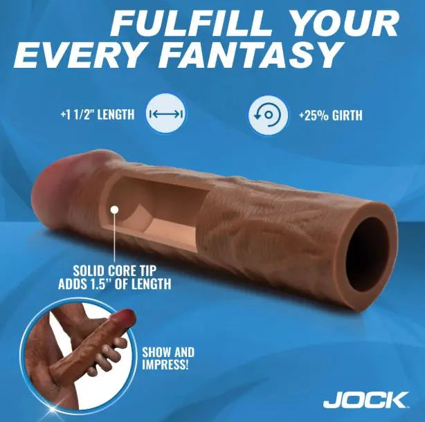 Jock Enhancers 1.5in Realistic Penis Extension Dark CURVE NOVELTIES