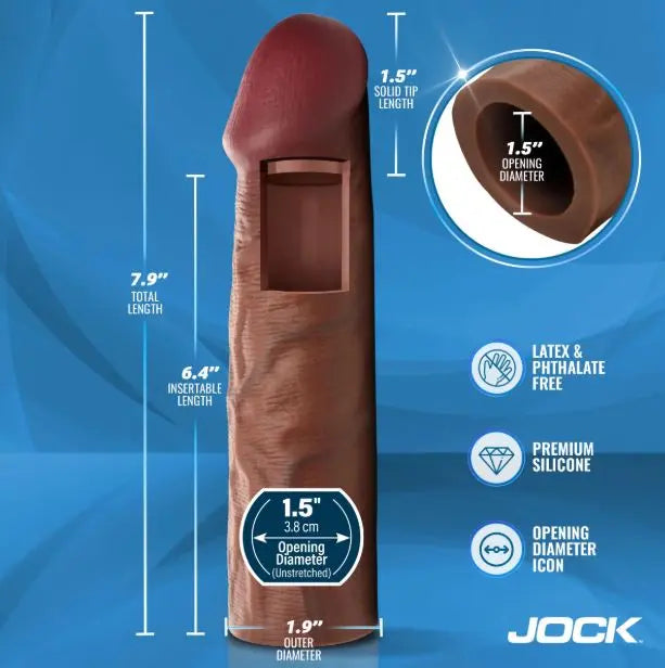 Jock Enhancers 1.5in Realistic Penis Extension Dark CURVE NOVELTIES