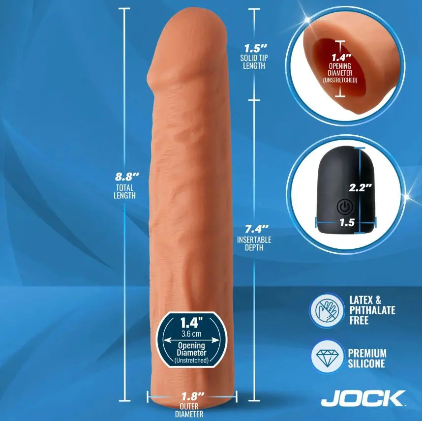 Jock Enhancers 1.5in Realistic Penis Extension Vibrating Medium CURVE NOVELTIES