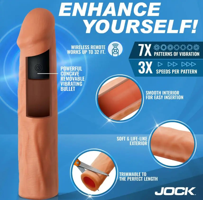 Jock Enhancers 1.5in Realistic Penis Extension Vibrating Medium CURVE NOVELTIES