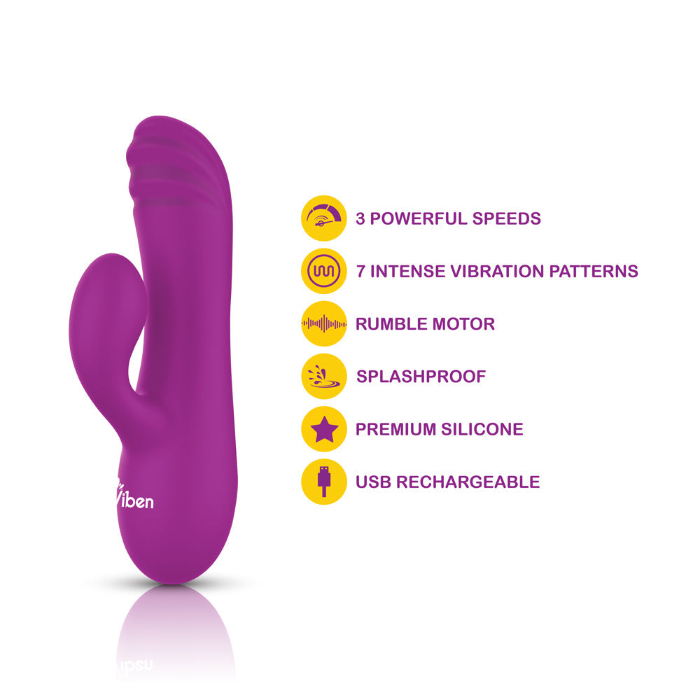 Jolie - Berry - Intense Mini Rabbit Vibe With Pleasure Ridges - GreatEagleInc