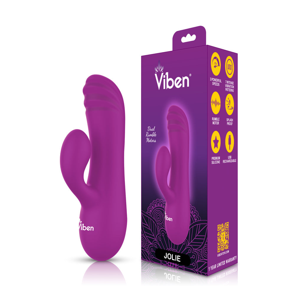 Jolie - Berry - Intense Mini Rabbit Vibe With Pleasure Ridges - GreatEagleInc