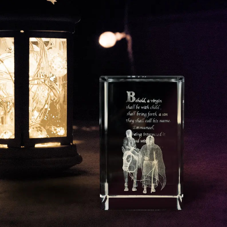 Journey to Bethlehem Laser-engraved Crystal Cube Lifebeats Gifts