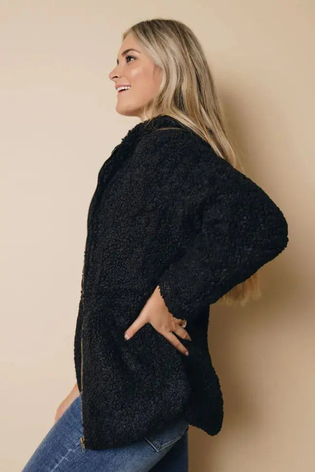 Joya Sherpa Hooded Coat Stay Warm in Style