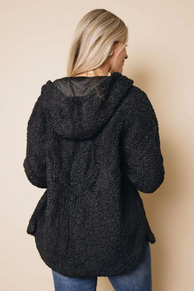 Joya Sherpa Hooded Coat Stay Warm in Style
