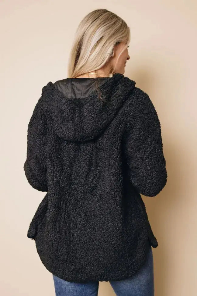 Joya Sherpa Hooded Coat Stay Warm in Style