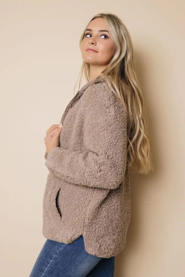 Joya Sherpa Hooded Coat Stay Warm in Style