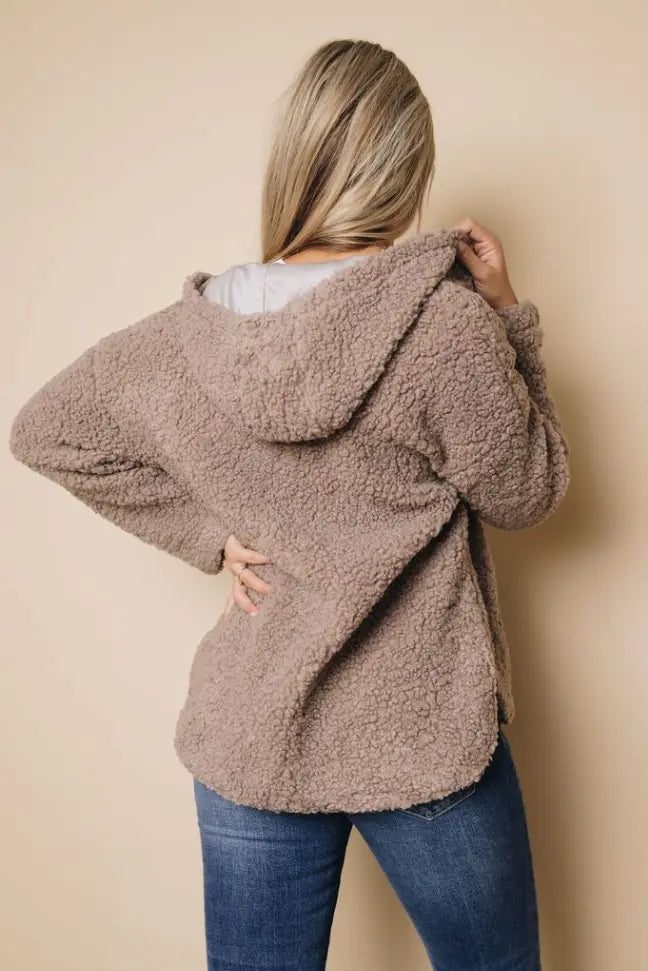 Joya Sherpa Hooded Coat Stay Warm in Style