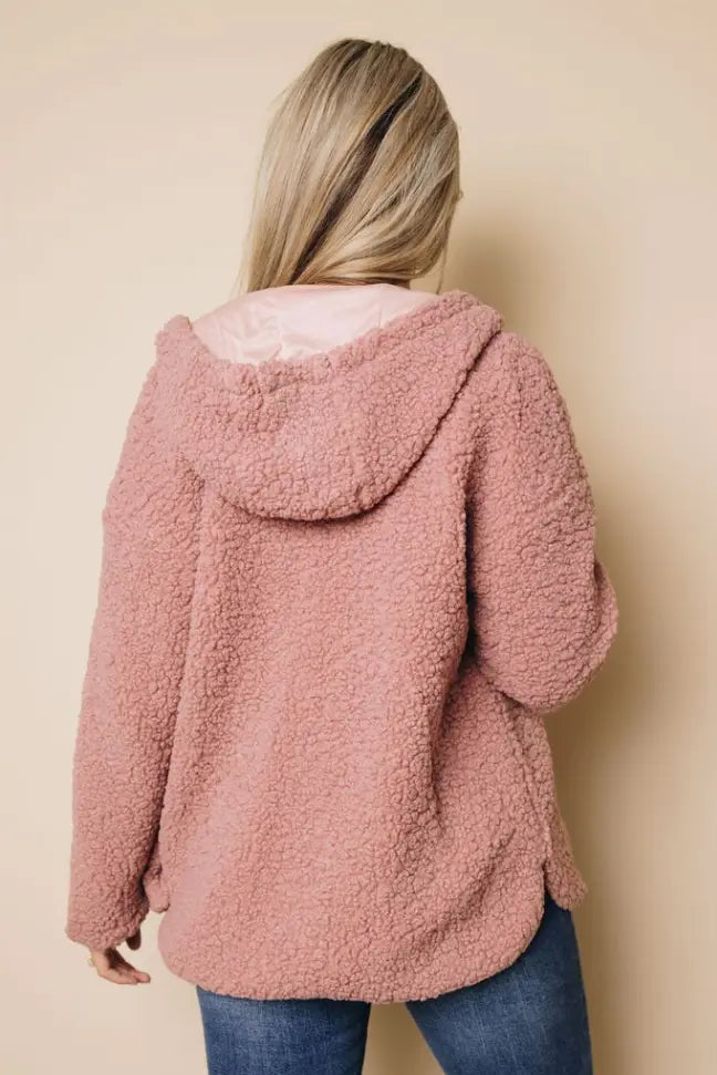 Joya Sherpa Hooded Coat Stay Warm in Style