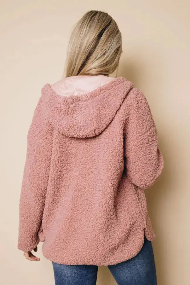 Joya Sherpa Hooded Coat Stay Warm in Style
