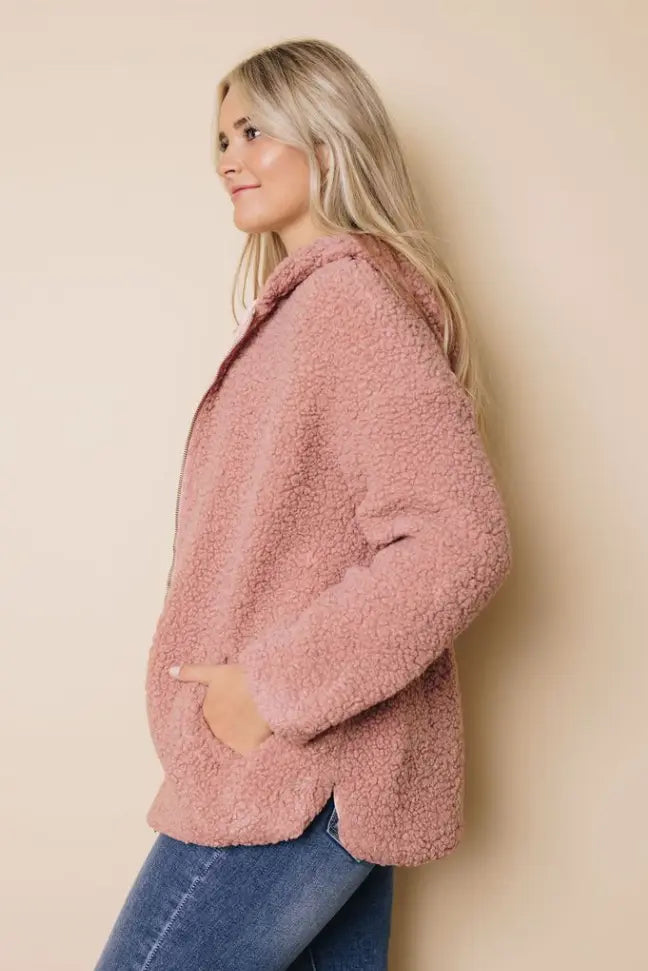 Joya Sherpa Hooded Coat Stay Warm in Style
