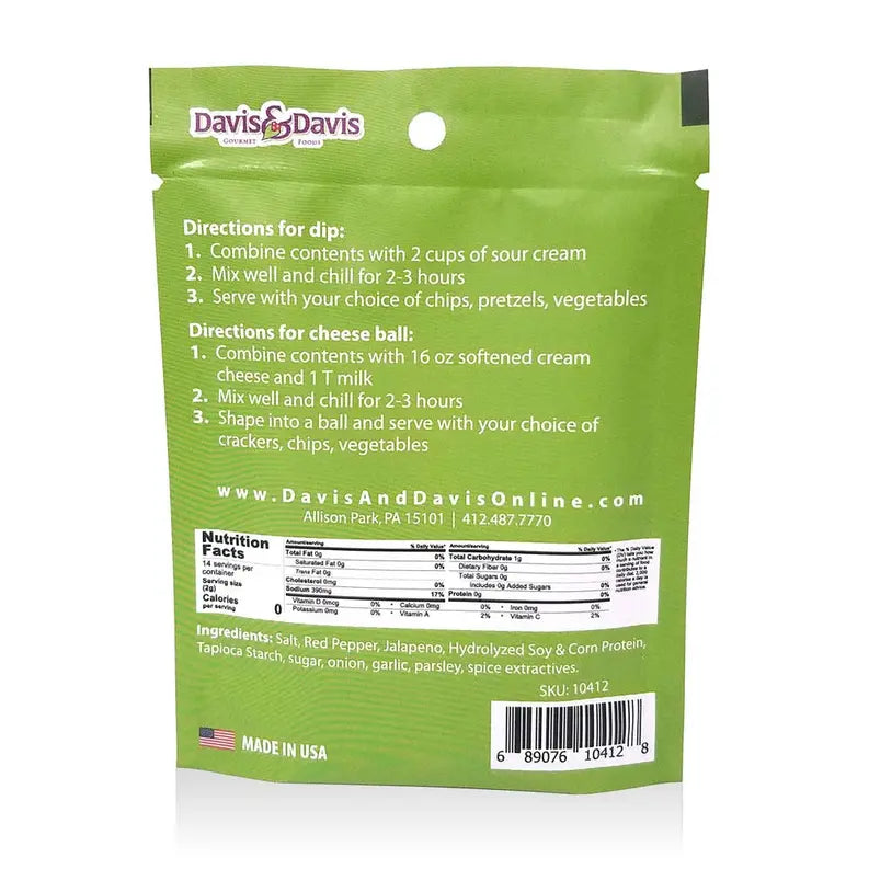 Jumpin Jalapeno Dip Mix Davis & Davis Gourmet Foods